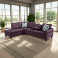 Hommoo 4Seat Linen Sectional Sofa Sets, L Shaped Flippable Backrest