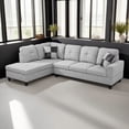 thumbnail image 1 of Hommoo 4 Seat Living Room Furniture Sets, Linen Sectional Sofa, Modern L-Shaped Couches and Sofas Set for Home, Light Grey(No Ottomans), 1 of 8
