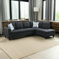 thumbnail image 1 of Hommoo 4 Seat Sectional Sofa Living Room Furniture Sets, Modern Flannelette L Shaped Couches and Sofas Model for Home, Black Grey(No Ottomans), 1 of 6
