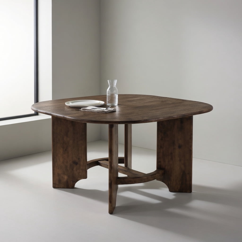 Hommoo 47 Inch Solid Wood Square Dining Table for 4, Rustic Farmhouse Kitchen Table, Durable Natural Grain Design, Walnut