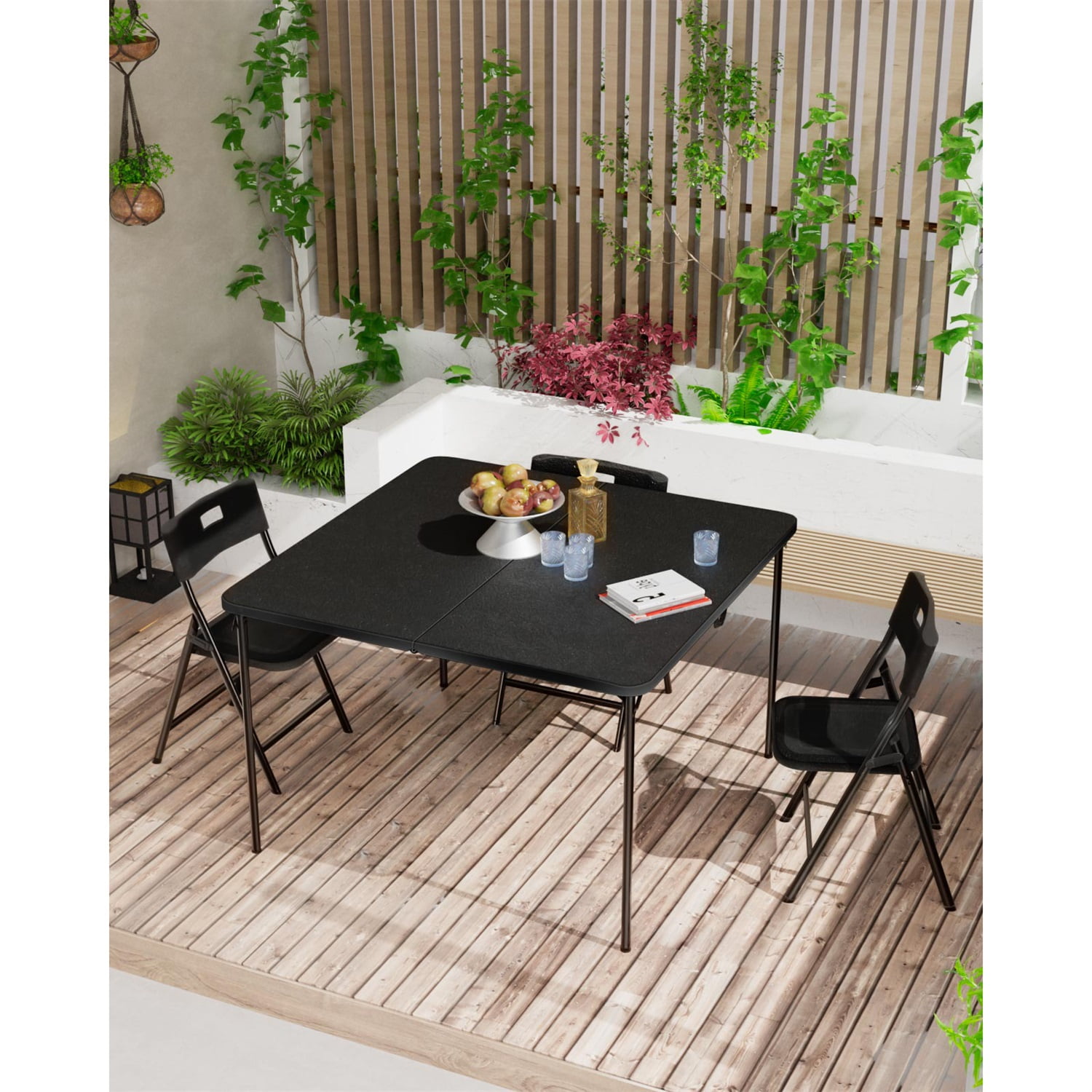 Hommoo 5-Piece Folding Card Table and Chairs Set, Portable Event Table and  Chairs Set, for Indoor or Outdoor Use, Black, image size:1500x1500