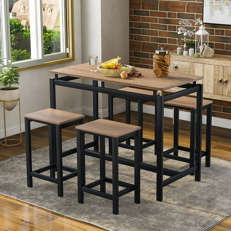 Hommoo 5 Piece Kitchen Counter Height Table Set Industrial Dining