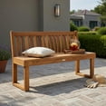 thumbnail image 1 of Hommoo 52" Solid Acacia Wood Outdoor Dining Bench, Teak-Colored Slatted Patio Bench for Backyard, Poolside & Indoor Use, Natural, 1 of 7