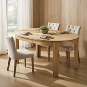 Hommoo 55 Inch Oval Solid Wood Dining Table for 4-6 People, Rustic Farmhouse Kitchen Table, Natural