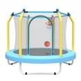 thumbnail image 1 of Hommoo 55" Trampoline for Kids, Indoor & Outdoor Small Toddler Trampoline with Basketball Hoop, Blue, 1 of 8