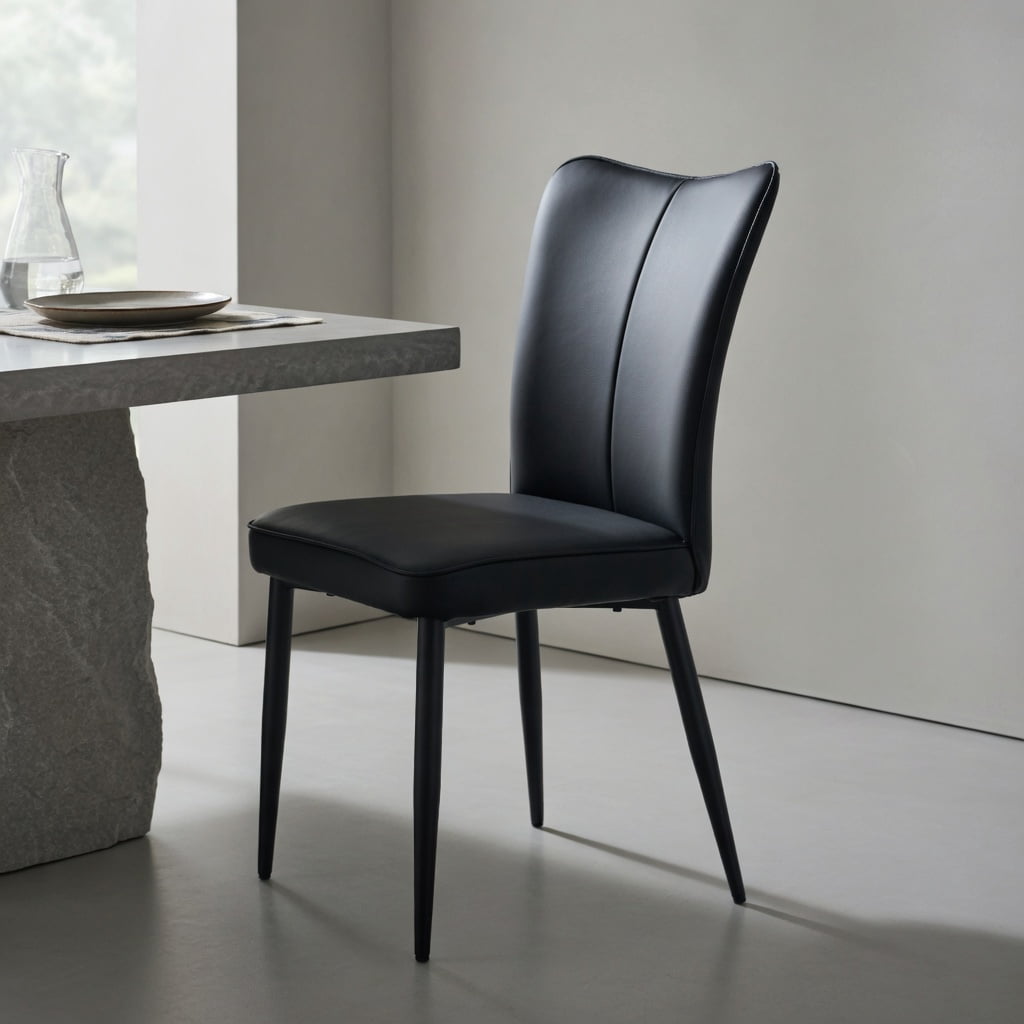 Hommoo 6-Piece Modern PU Leather Dining Chairs Set with Ergonomic Backrest & Sturdy Metal Legs, Kitchen, Living Room, Home Office Furniture, Black