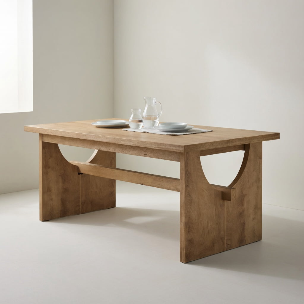 Hommoo 63 Inch Farmhouse Dining Table for 4-6 People, Rustic Rectangular Kitchen Table with Sturdy MDF Construction & Easy 30-Minute Assembly, Natural