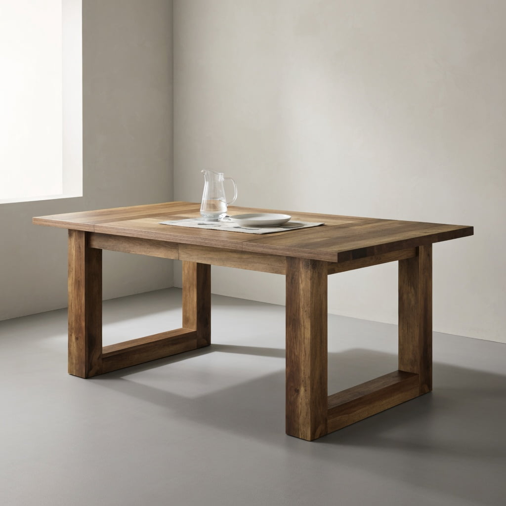 Hommoo 63 Inch Rectangular Wooden Dining Table for Kitchen & Dining Room, Modern Farmhouse Style, Sturdy Square Base, Seats 4-6, Easy Assembly, Natural