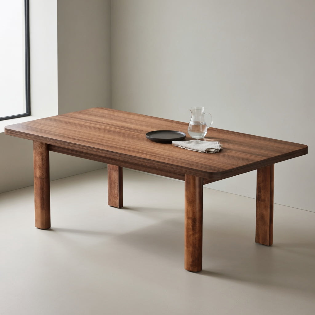 Hommoo 63 Inch Rustic Farmhouse Dining Table for 4-6 People, Solid Wood Legs, MDF Top, Versatile Kitchen & Home Office Table, Brown