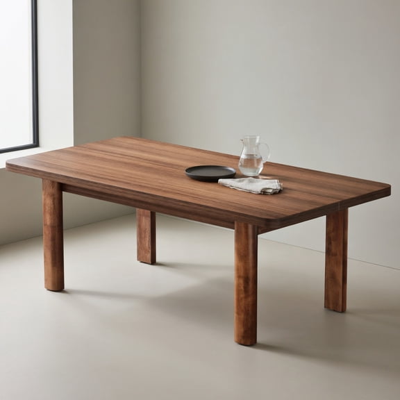 Hommoo 63 Inch Rustic Farmhouse Dining Table for 4-6 People, Solid Wood Legs, MDF Top, Versatile Kitchen & Home Office Table, Brown