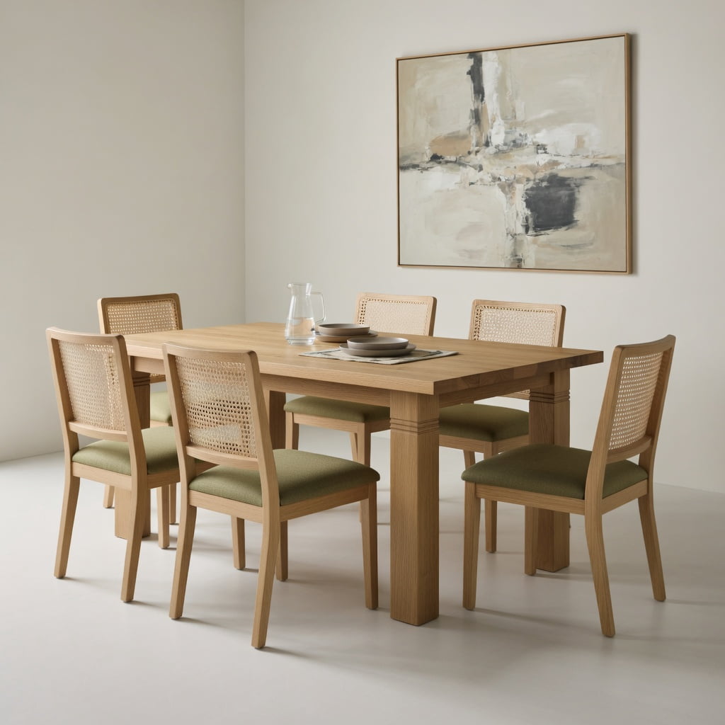 Hommoo 63 Inch Solid Wood Farmhouse Dining Table for 4-6 People, Rectangular Kitchen Table with Sturdy Square Legs, Scratch-Resistant Surface, Rustic Brown