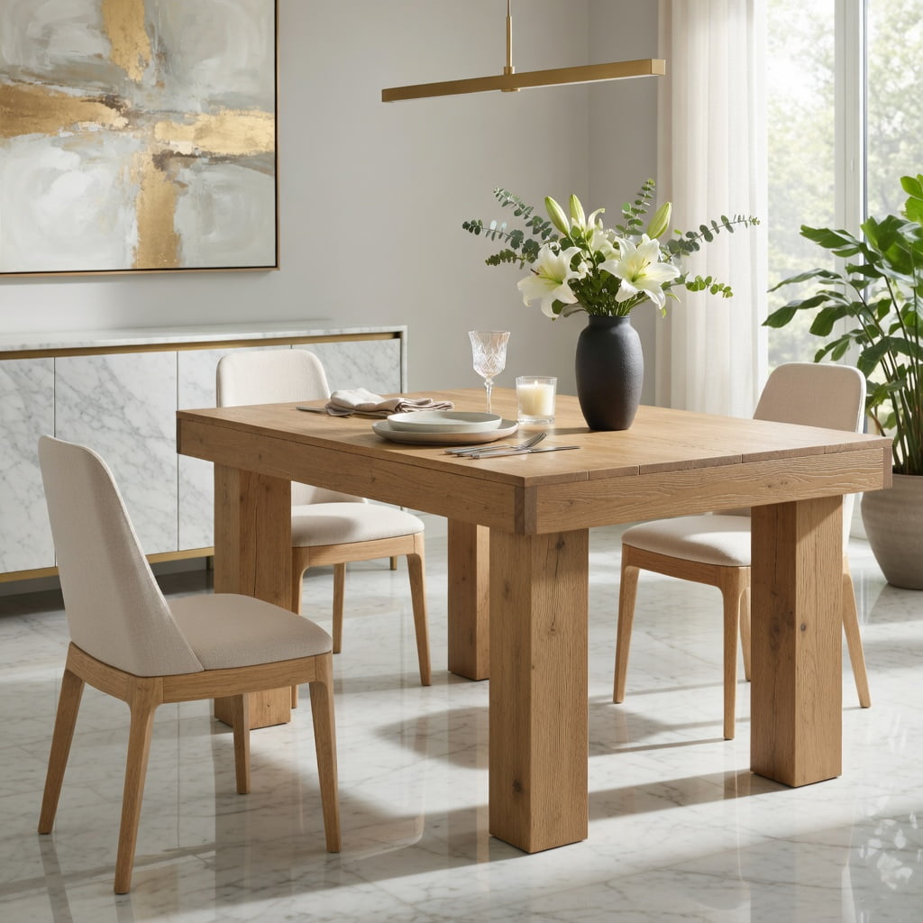 Hommoo 63 Inch Solid Wood Farmhouse Dining Table, Rustic Kitchen Table for 4-6 People, Heavy-Duty Wooden Legs, Waterproof Finish, Easy Assembly, Natural