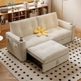 thumbnail image 1 of Hommoo 70" Convertible 2-in-1 Pull Out Couch Bed, Multi-Functional Corduroy Loveseat Sleeper Sofa Bed, White, 1 of 9