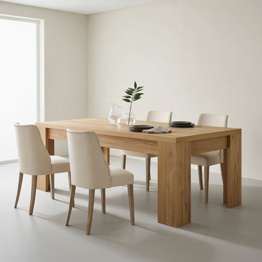 Hommoo 78.7 Inch Farmhouse Dining Table for 6–10 People, Rectangular Kitchen Table, Scratch-Resistant MDF Surface, Easy Assembly, Brown
