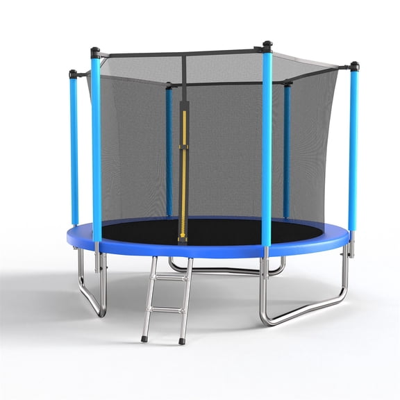 Hommoo 8FT Trampoline for Kids, Outdoor Kids Trampoline with Ladder & Safety Enclosure,Fast Assembly, Blue