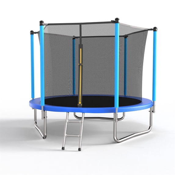 Hommoo 8FT Trampoline for Kids, Outdoor Kids Trampoline with Ladder & Safety Enclosure,Fast Assembly, Blue