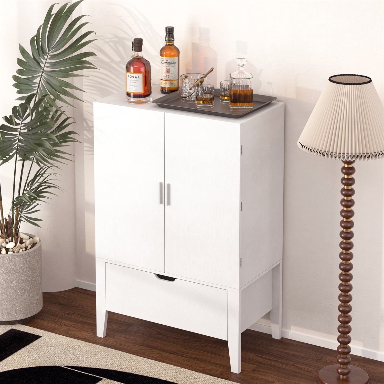 Hommoo Bar Storage Credenza,Sideboard with Wine Racks
