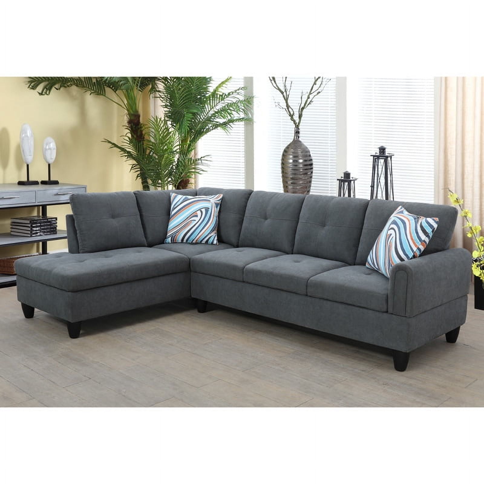 Hommoo Convertible Sectional Sofa Couch, Modern L-Shaped Couch Sofa Sectional for Small Living Room, Apartment and Small Space, Dark Grey