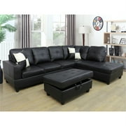 Hommoo Convertible Sectional Sofa, L Shaped Couch for Small Space Living Room, Black(Without Ottoman)