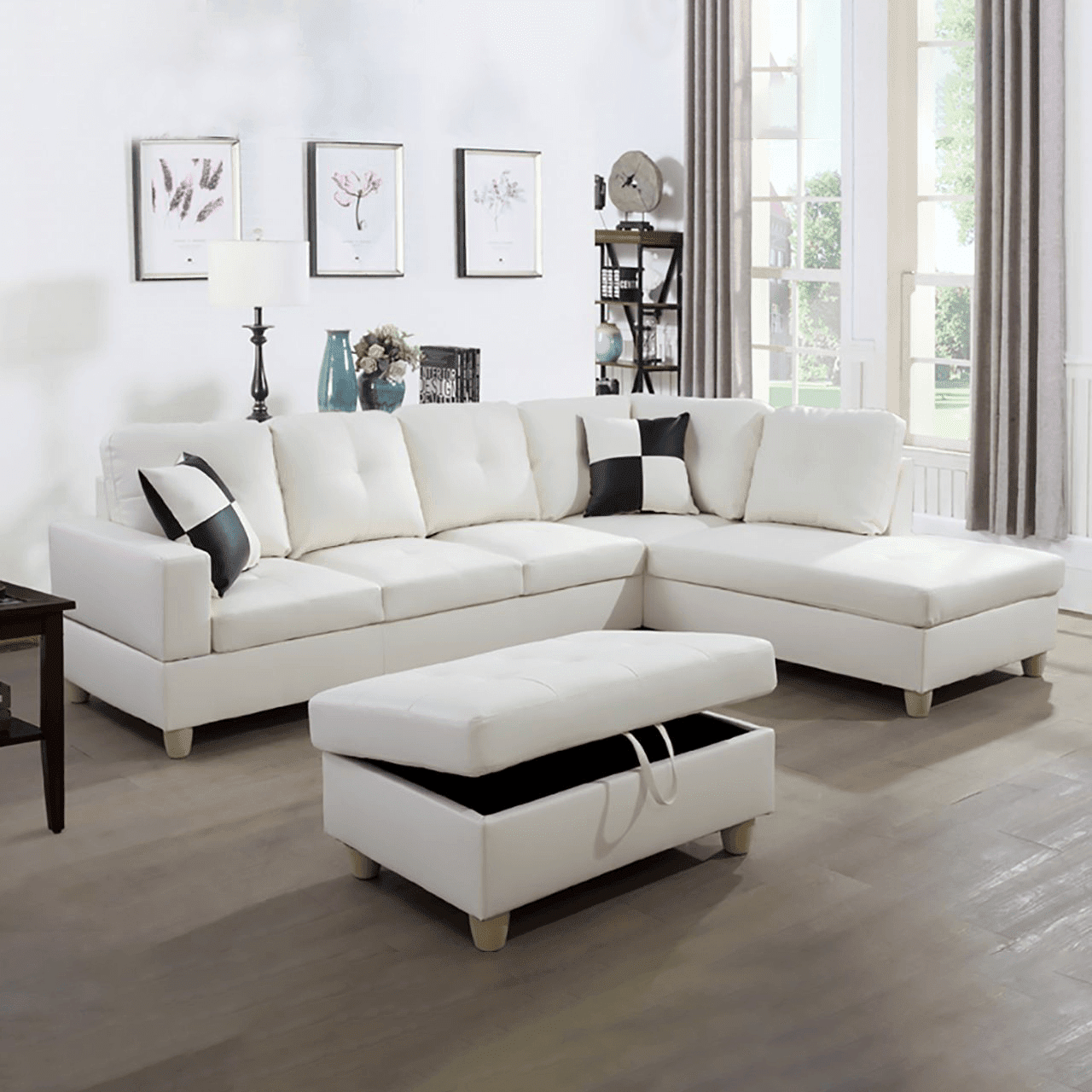 Prestige Kæreste korrelat Hommoo Convertible Sectional Sofa, L Shaped Couch for Small Space Living  Room, White(Without Ottoman) - Walmart.com