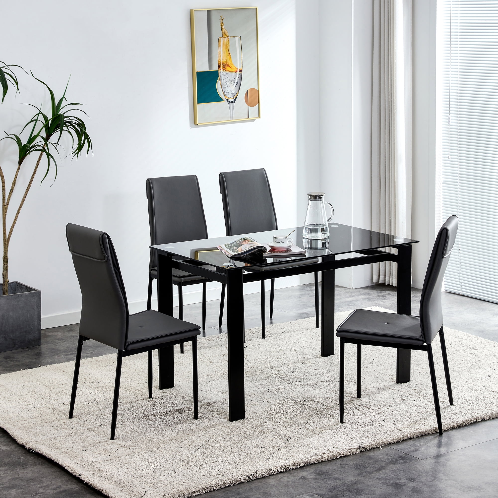 Black modern dining chairs set of 4 hot sale