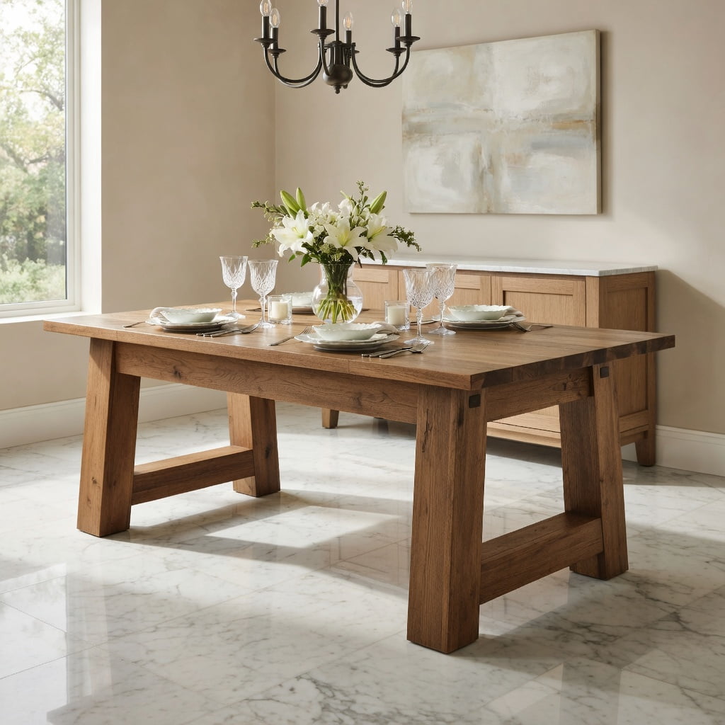 Hommoo Farmhouse Dining Table 62.6 Inch Wide for 4-6 People, Solid MDF Kitchen Table with Sturdy Square Legs, Easy Assembly, Brown