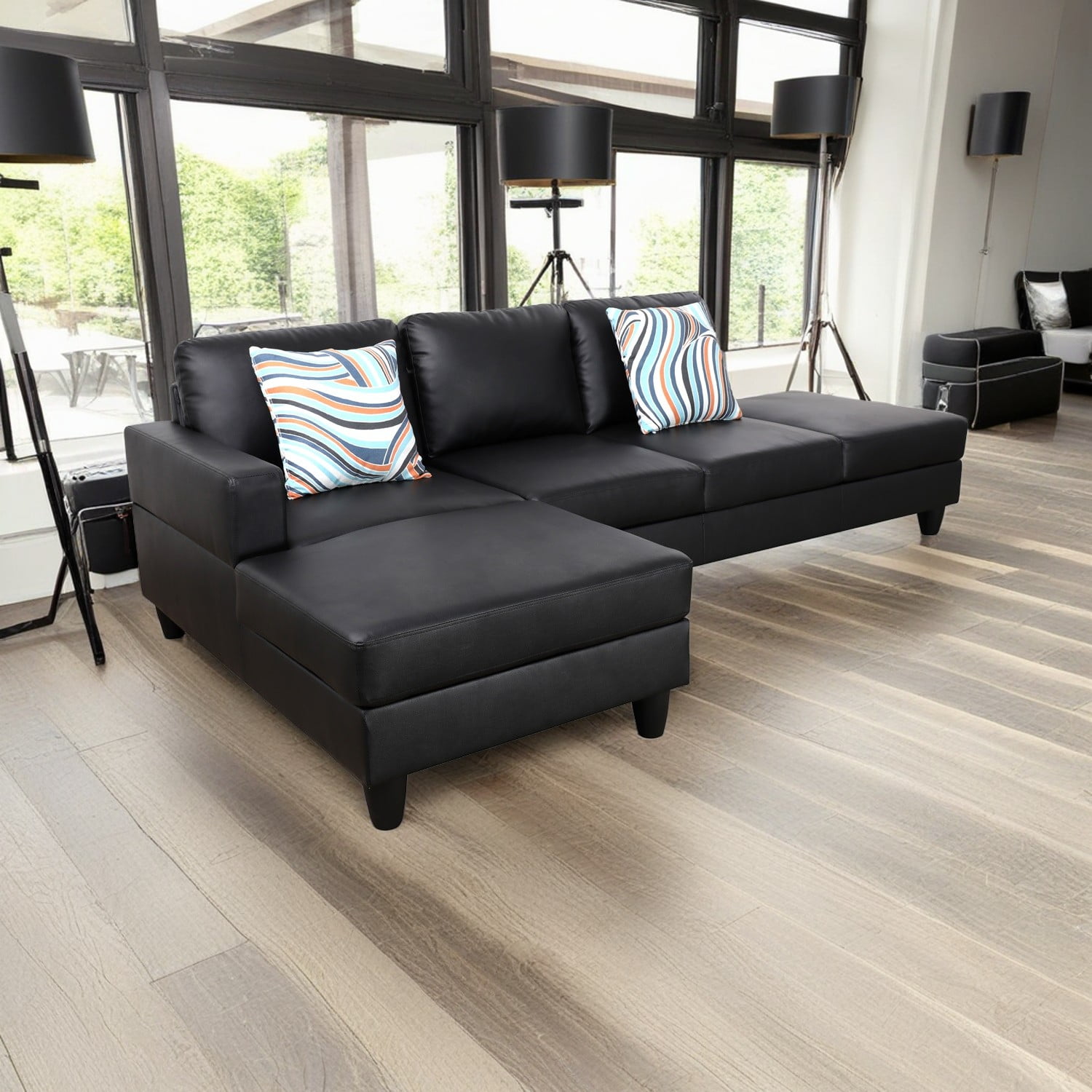 Faux Leather L-Shaped Sectional Couch - Walmart.com