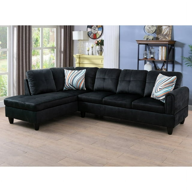 Hommoo Flannel 4Seat Couch Sofa Set, L Shaped Couch Living Room Sofa
