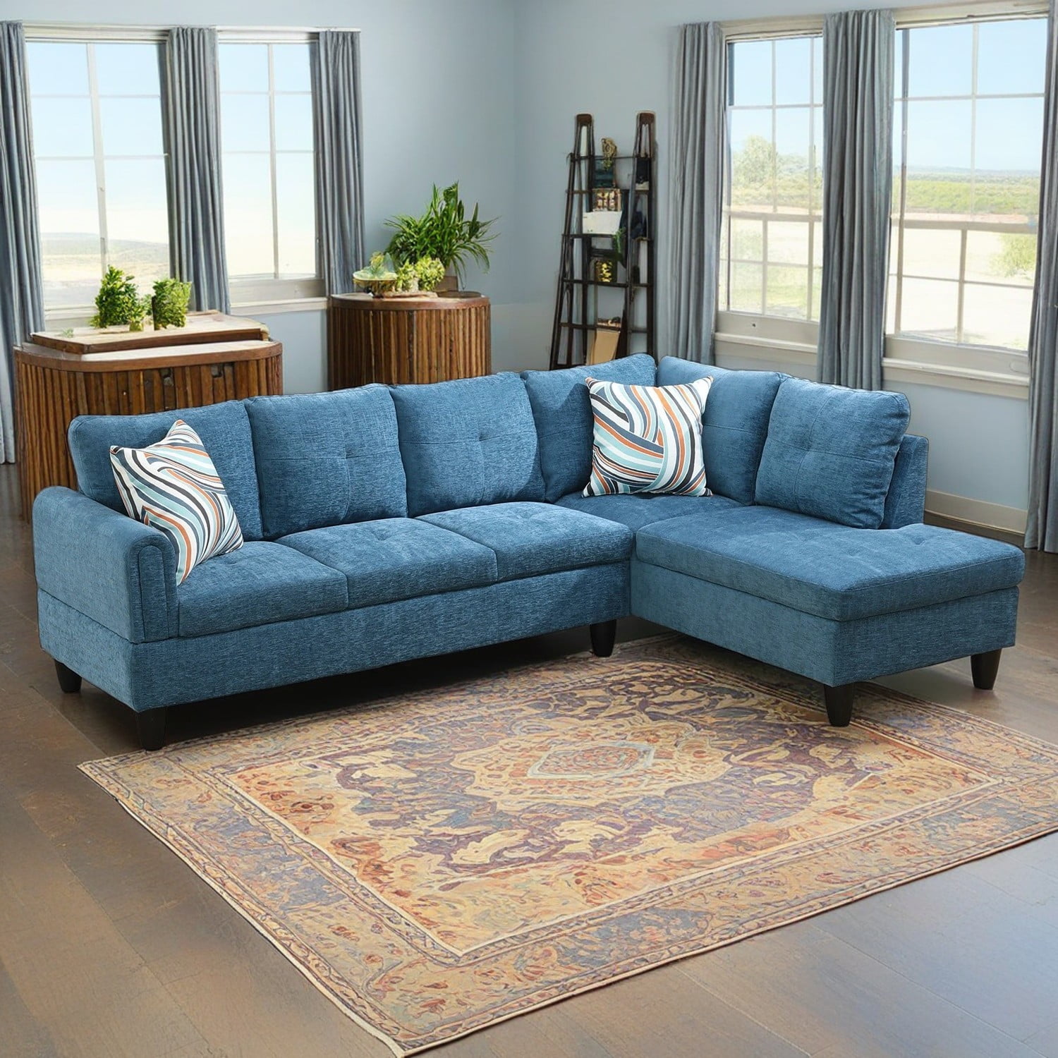 Hommoo Flannel 4-Seat Couch Sofa Set, L Shaped Couch Living Room