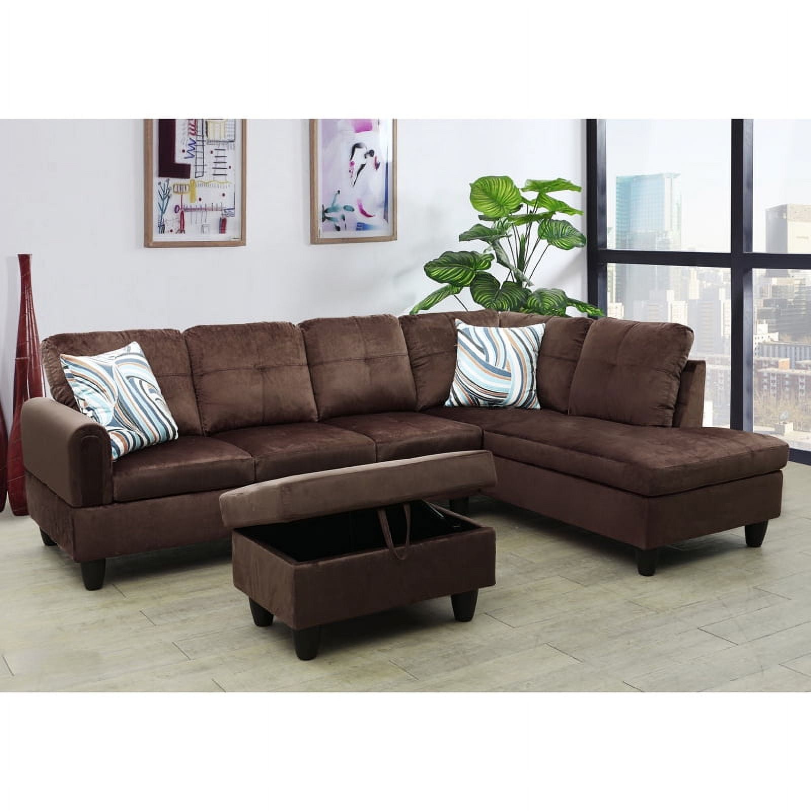 Find Your Perfect Hommoo Flannel 4-Seat Couch Sofa Set, L Shaped Couch ...