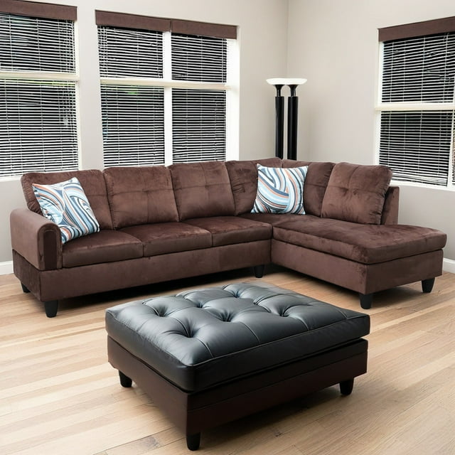 Hommoo Flannel Living Room Furniture Sets, 4-Seat Couches and Sofa Set ...