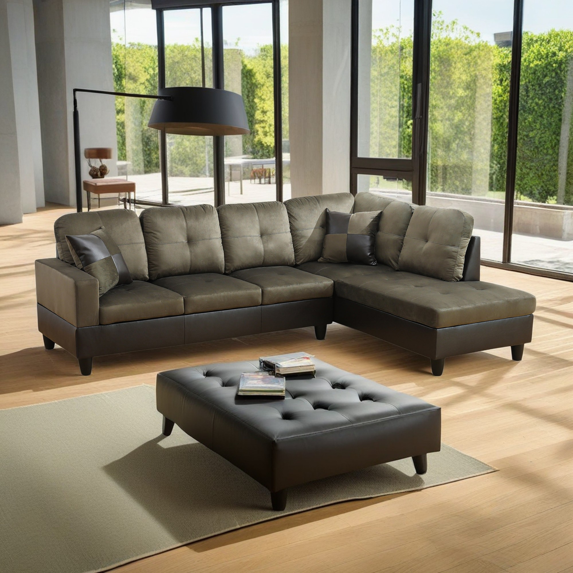 Hommoo Lint Living Room Furniture Set, LShaped Sectional Couch Sofa for Apartment/Upstairs Loft