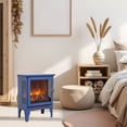 thumbnail image 1 of Hommoo Freestanding Portable Electric Fireplace Stove Heater with 3D Flame Effect, Aqua Blue, 1 of 7