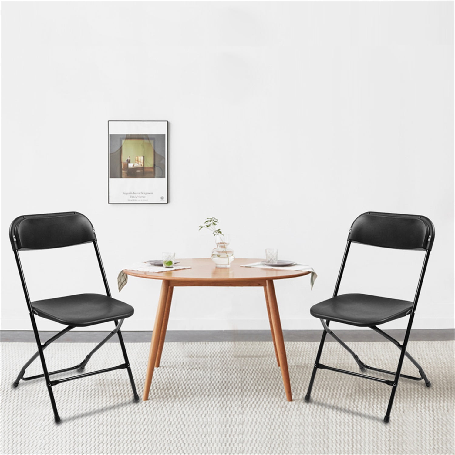 Hommoo Furniture,Modern and Minimalist 10pcs Injection Molding Classic Garden Plastic Folding Chair,Black