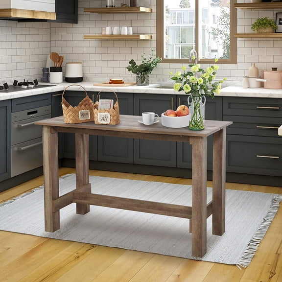 Hommoo Furniture,Rustic Counter Dining Table, Wooden Breakfast Table for Kitchen, Living Room, Brown