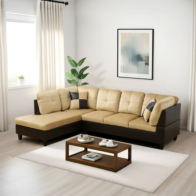 Hommoo L Shaped Couches and Sofas, Lint and PVC Living Room Furniture