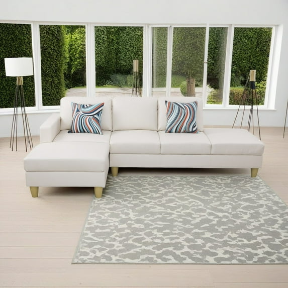 Hommoo L-Shaped Sectional Couch Sofa, Faux Leather Living Room Furniture Set for Apartment/Upstairs Loft/Living Room, 16.5'' Back Height, White(No Ottomans)