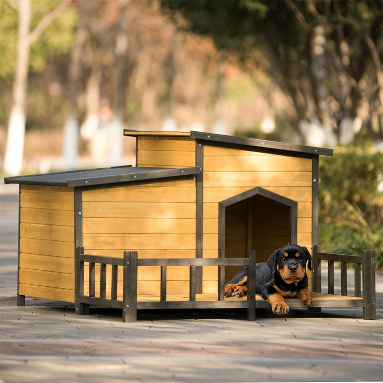 Hommoo Large Pet Dog House, Outdoor & Indoor Wooden Room Shelter With Porch  - Walmart.Com