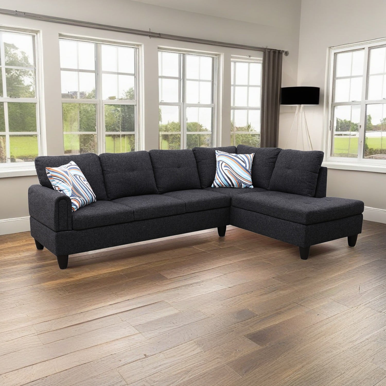 Hommoo LShaped Sectional Sofa Linen Living Room Furniture Set