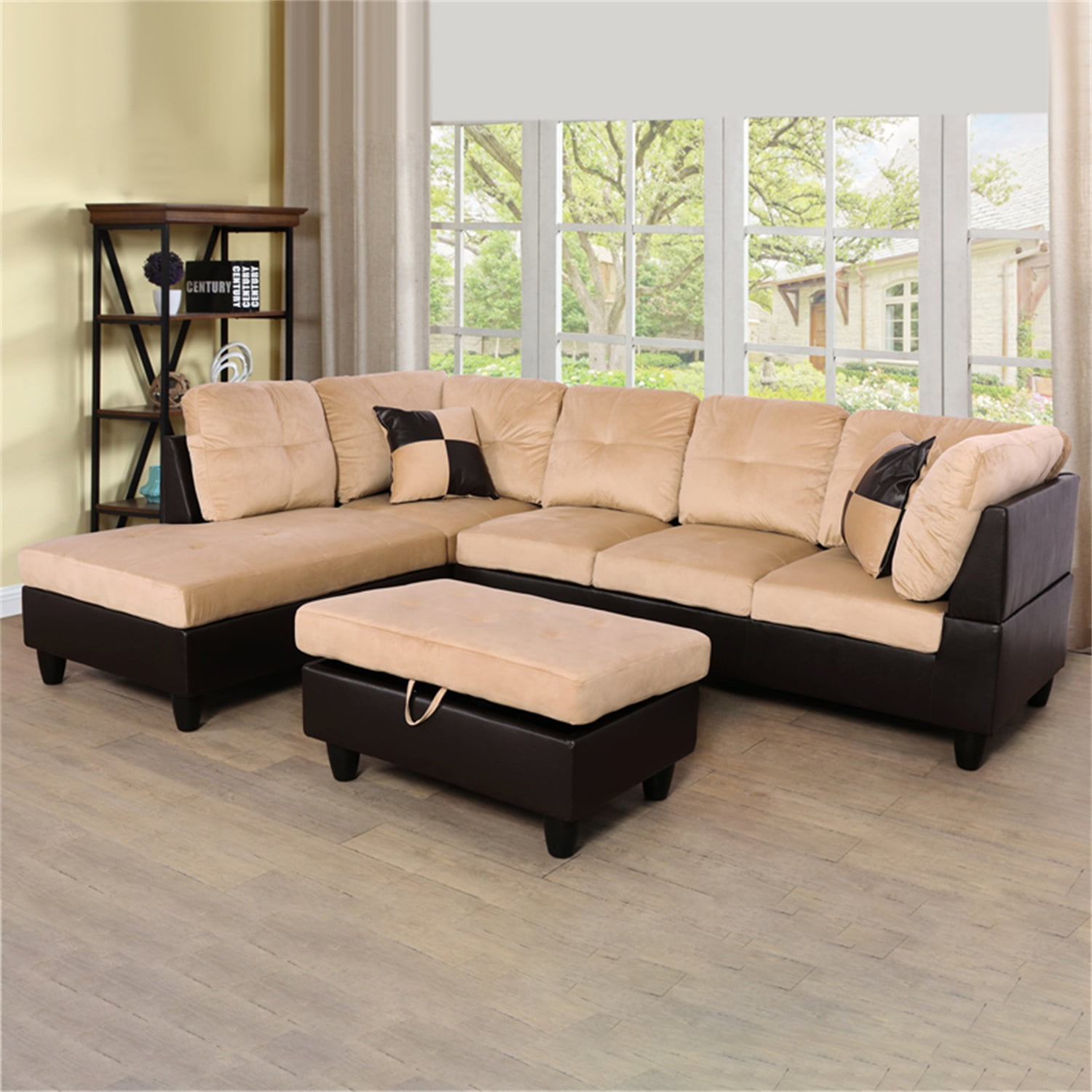 Hommoo Lint&PVC L Shaped Sectional Sofa, Sectional Couch Sofa, Modern