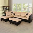 Hommoo Lint&PVC L Shaped Sectional Sofa, Sectional Couch Sofa, Modern
