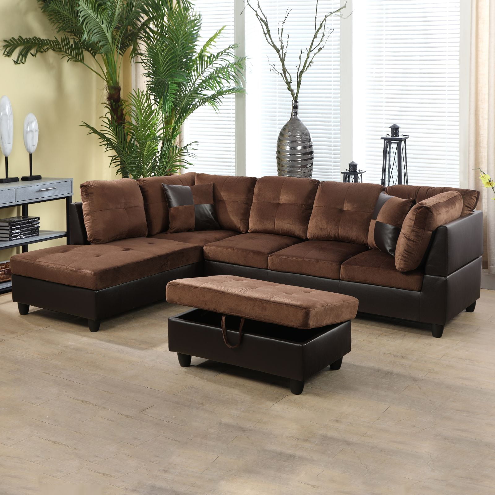 Hommoo Lint &PVC Living Room Furniture Sets Sectional Sofa Couch Sets