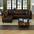 thumbnail image 1 of Hommoo Lint &PVC Living Room Furniture Sets Sectional Sofa Couch Sets, Modern L Shaped Sectional Sofa Set, Brown(No Ottoman), 1 of 8