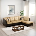 thumbnail image 1 of Hommoo Lint and PVC Living Room Furniture Sets, L Shaped Couches and Sofas, Modern Sectional Sofa for Home & Office, Beige and Brown(No Ottomans), 1 of 7