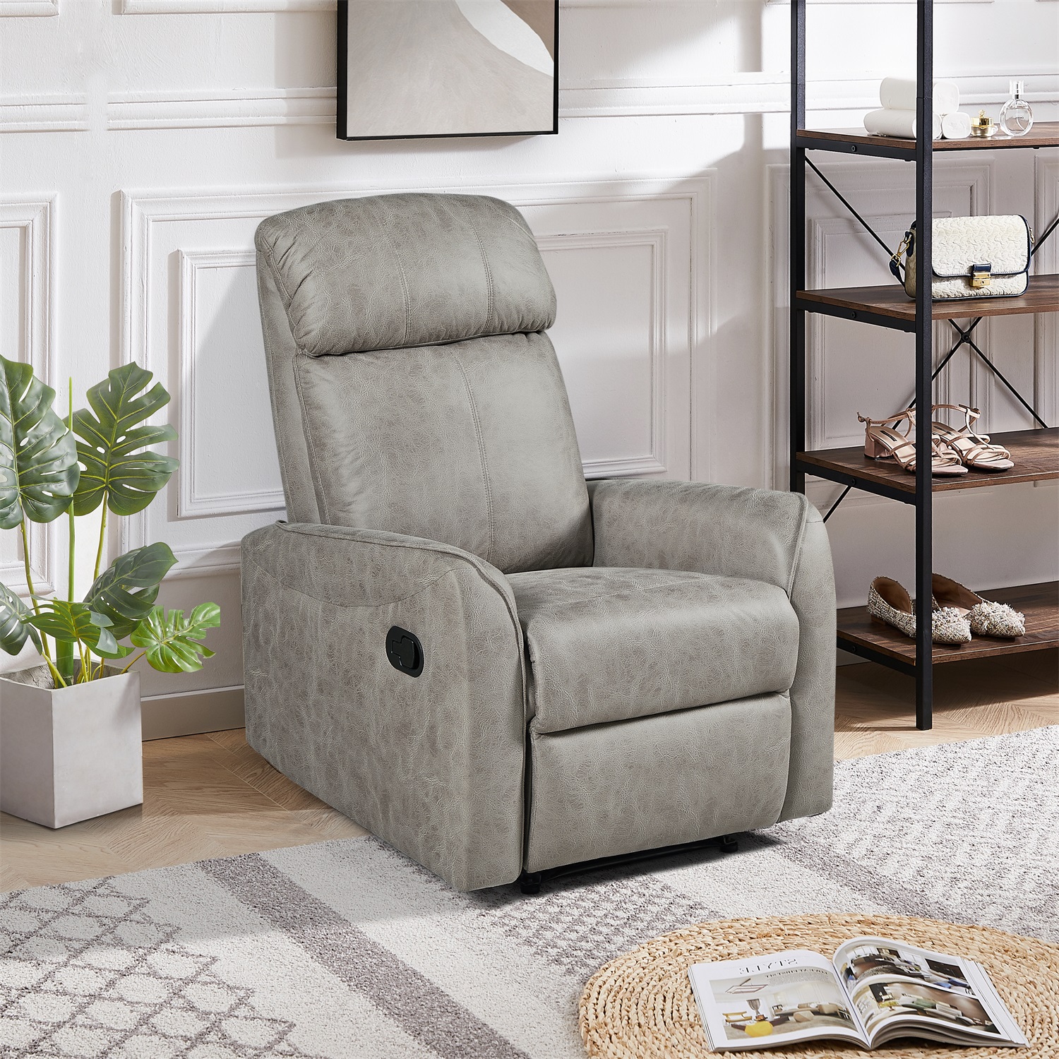 Southern Enterprises Avaleni Storage Chaise Lounge, Gray
