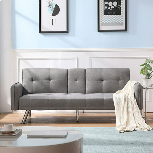 Hommoo Mid Century Futon Sofa Bed, Modern Design Lounge Couch Sleeper ...
