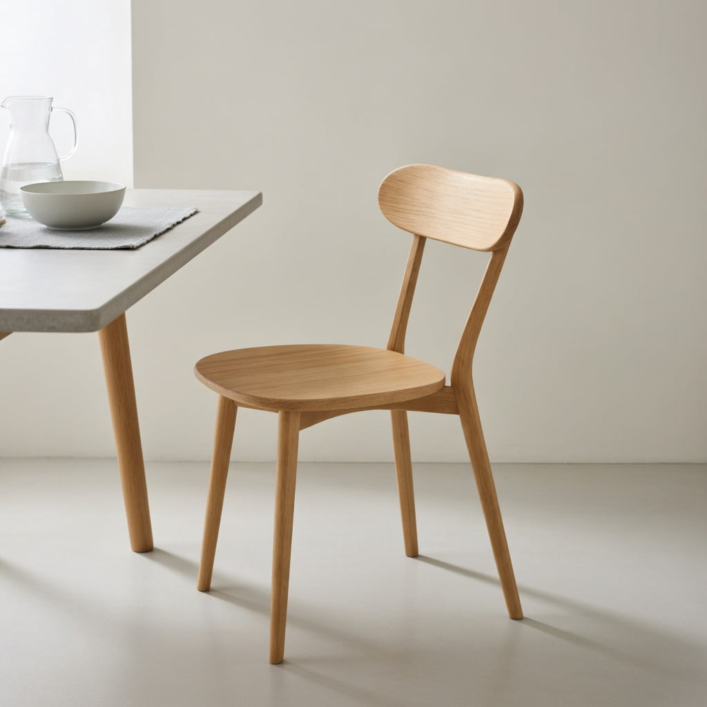 Hommoo Mid Century Modern Solid Wood Dining Chairs Set of 2, Ergonomic Curved Back, Adjustable Leveling Feet, for Dining Room, Kitchen & Living Room, Natural Wood