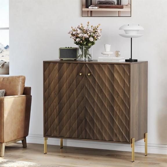 Hommoo Mid-century Sideboard Buffet Cabinet with Storage, Multifuctional Storage Sideboard Cabinet for Home, Walnut