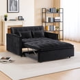 thumbnail image 1 of Hommoo Modern 3 in 1 Convertible Sleeper Sofa Bed, Pull Out Loveseat Couch Futon Sofa Bed with 3-Level Adjustable Back, Black, 1 of 8