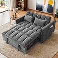 thumbnail image 1 of Hommoo Modern 3 in 1 Convertible Sleeper Sofa Bed, Pull Out Loveseat Couch Futon Sofa Bed with 3-Level Adjustable Back, Dark Gray, 1 of 7
